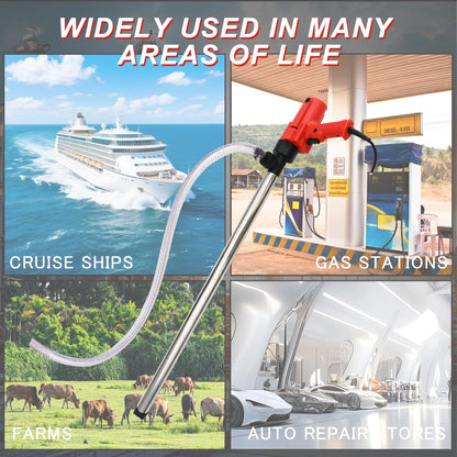 1980W Electric Fuel Transfer Barrel Pump, 110V 11000RPM,for 55Gallon Electric Transfer Pumps with 36in Stainless Steel Tube and 6.6ft Steel Wire Hose, for Diesel,Kerosene,White oil，etc
