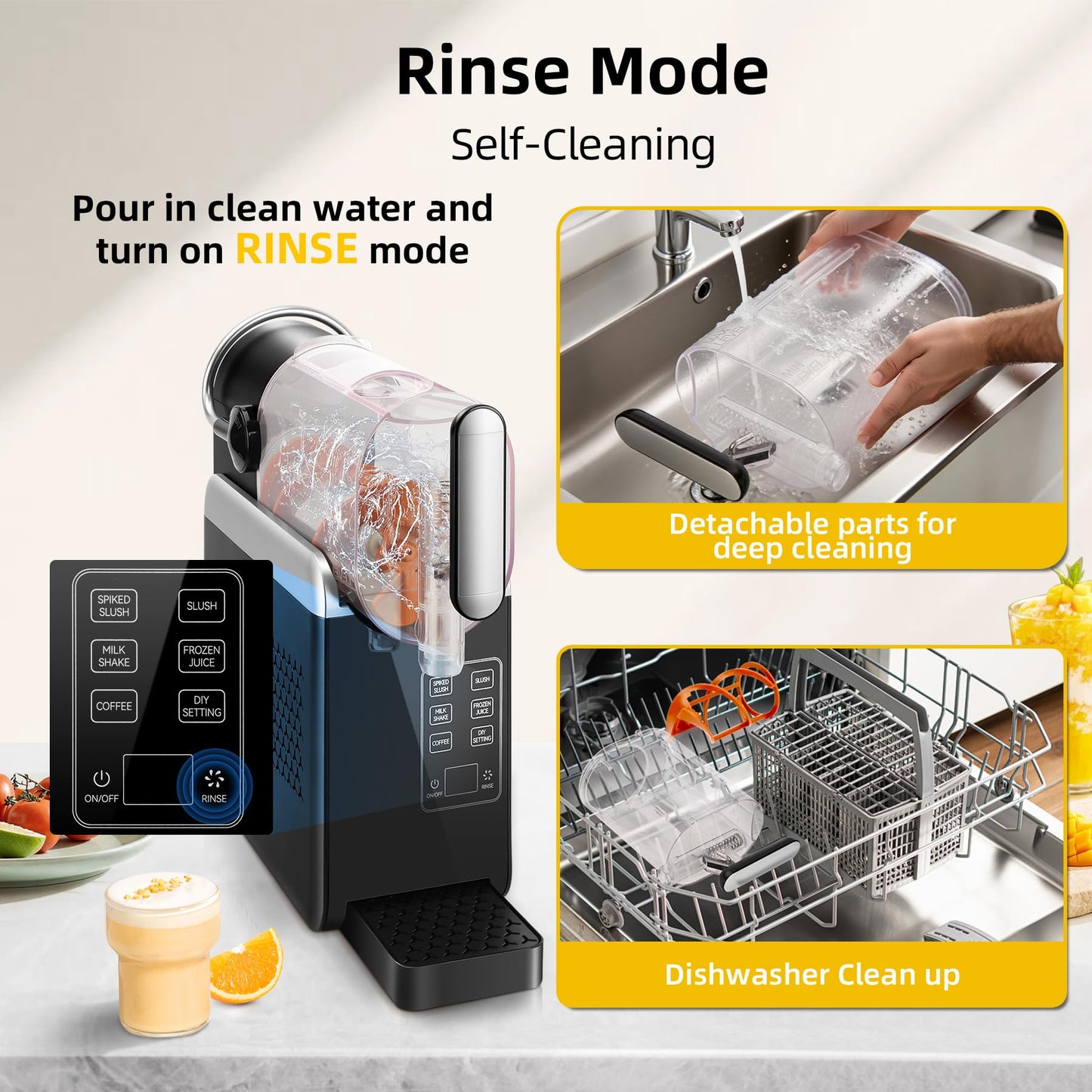 Slushie Machine No Ice Needed, 88oz Large Capacity Slushy Machine for Home, 6 Presets Slushie Maker for Frozen Drink, Slush, Margaritas, Frappés, Slushy Machine with DIY Mode, LED Display & Auto Clean