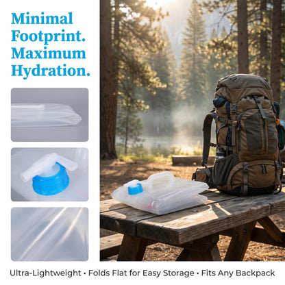 BEWBBAT 2 Pack Collapsible Water Container with Spigot 2.6 Gallon, Foldable Camping Water Storage Jug Portable Water Tank Canteen for Outdoor Hiking, Fishing, Emergency