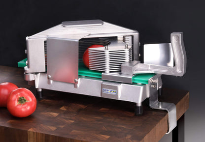 New Star Foodservice Commercial Tomato Slicer, 3/16-Inch, Aluminum Body with Stainless Steel Blades