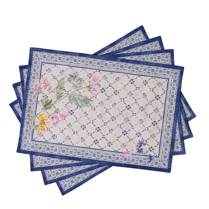 Maison d' Hermine Placemats Set of 4 100% Cotton Washable Cloth Place Mats Reusable Table Mats for Kitchen Dining Party Wedding Gifts for Mothers Day Spring/Summer (Faience, 13" x 19")