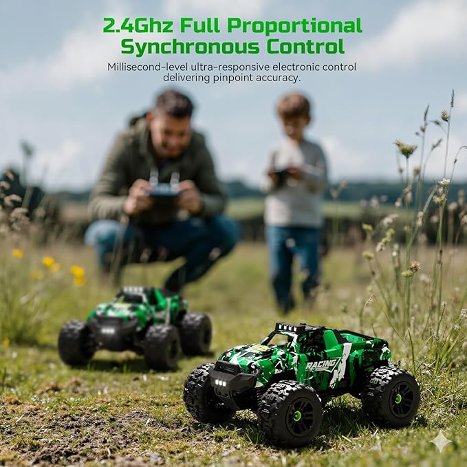 36KMH 1:18 Remote Control Car RC Cars Truck for Adults Boys Age 8-12 Kids All Terrain 4X4 High Speed Fast Off-Road Electric VehicleFull Proportional Synchronous Control System 2.4GHz
