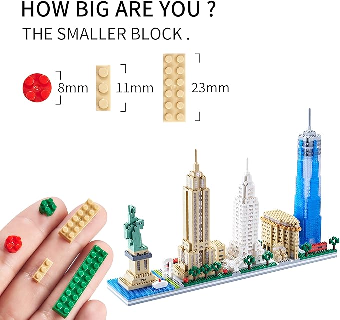 City Architecture New York Skyline Micro Building Blocks Set for Adults NYC Skyline Collection Model Kit for Adult Age of 14+ 3452 Pieces