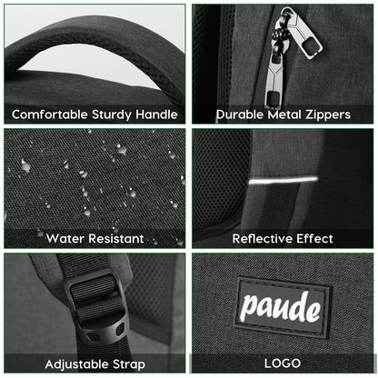 Paude Backpack for Men and Women,School Backpack for Teens,15.6 inch Laptop Backpack with USB Charging port for Business College Travel