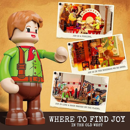 Travelling Circus Lighting Building-Bricks Set - The Wild West Show 1962 Pcs Collection Display Set for Adults and West Lovers