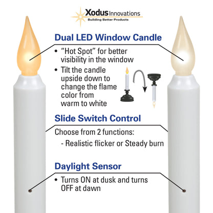 Xodus Innovations FPC1325A-6 Battery Operated LED Window Candle with New Hot Spot Technology and Dusk to Dawn Sensor and Choice of Amber or White Flame Pack of 6 Aged Bronze/Black