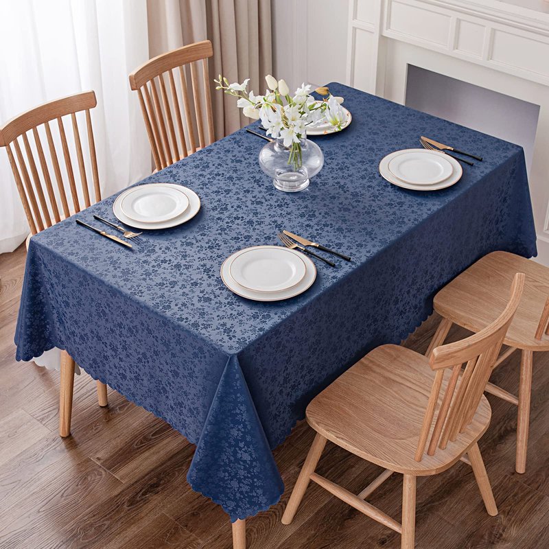 Smiry Rectangle Table Cloth, Waterproof Heavy Duty Vinyl Tablecloths, Wipeable Washable Table Cover for Kitchen and Dining Room (Navy Blue, 60" X 140")