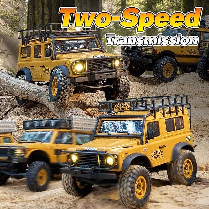 BEEZRC FMS 1/24 RC Crawler RTR FCX24M Land Rover Family Camel Trophy Edition Licensed RC Model 4WD RC Rock Truck 2.4Ghz Hobby Grade RC Car Model Mini Off Road Vehicle with Battery (Defender 90)