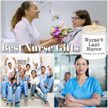 Homsolver Nurse Gifts for Women, Unique Birthday Christmas Graduation Thanksgiving Nurse Day Gift for Head Nurses, Nurse's Last Nerve Scented Candles