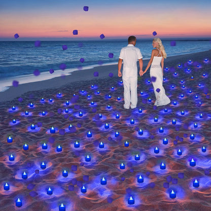 Coume 6000 Pcs Artificial Rose Petals with 72 Pcs Flameless LED Candles Romantic Decorations Fake Candles Anniversary Decorations for Valentine's Day Wedding Night(Blue)