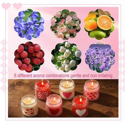 Sumind 6 Pcs Valentine's Scented Candle Gifts for Her Girlfriend Wife Long Lasting Burning Aromatherapy Heart Candle for Men Husband Boyfriend Romantic Anniversary Candles Gifts Valentine Deco