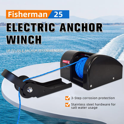 Cygrd Electric Anchor Winch, 25 LBS Marine Windlass, 12V with Remote Control, 100ft Rope, Easy to Operate, Black