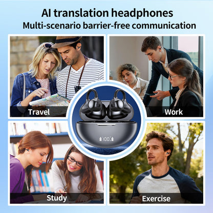 Jrrese AI Translation Earbuds Real Time, 164 Languages 80H Playtime Translator Ear Buds Audifonos Traductores Inglés Español Wireless Earphone Bluetooth AI Headphone for Travel Meeting Learning