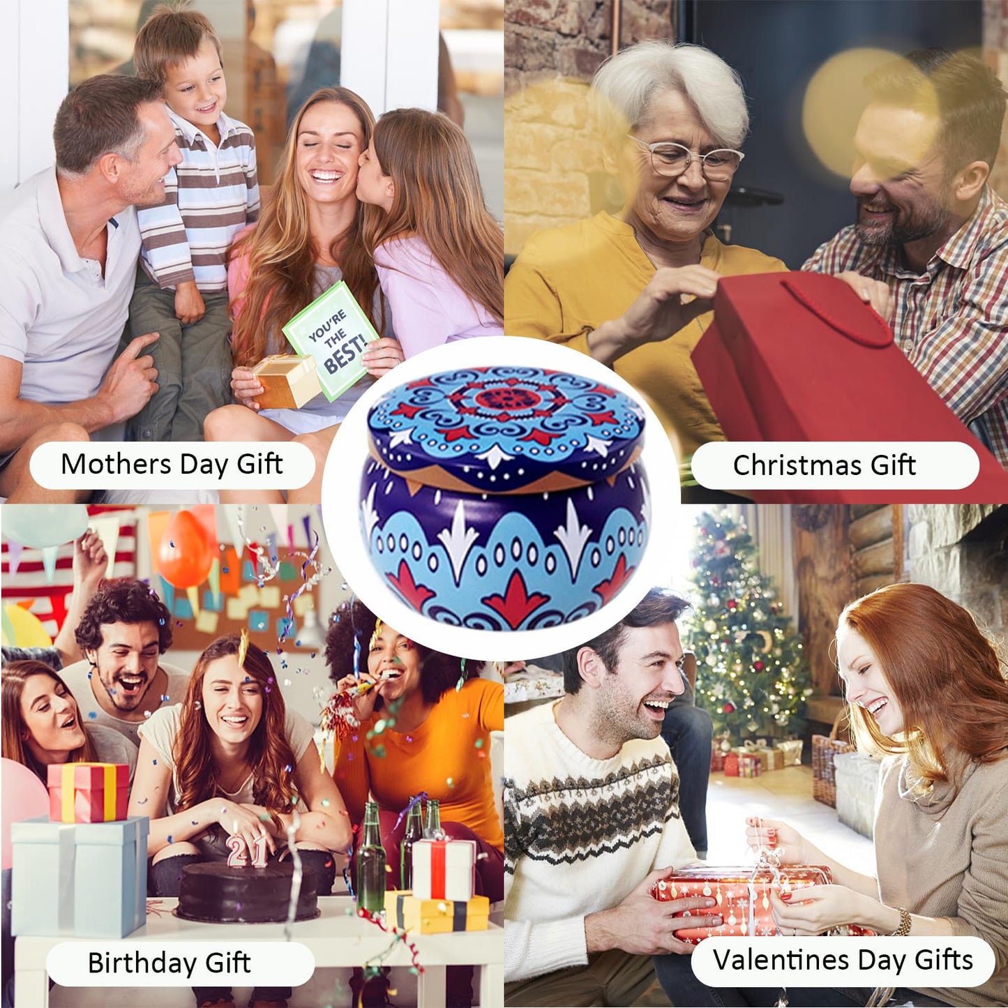 Scented Candles Gift Set, 2.5 oz Aromatherapy Candles for Home, Portable Candles, Soy Wax Tin Jar Candles for Yoga, Bath Long Lasting Time Candles Gift for Women Lavender/Rose/Vanilla/Wolfberry Orange