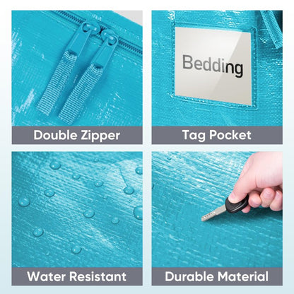 TICONN 8 Pack Extra Large Moving Bags Heavy Duty with Zippers & Carrying Handles, Durable Storage Bags Moving Boxes for Closet Organizers and Storage (8 Pack, Aqua)