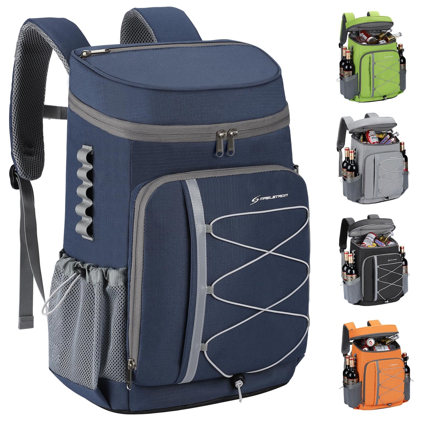 Maelstrom Cooler Backpack,50 Can Backpack Cooler Leakproof,Insulated Soft Cooler Bag,Camping Cooler,Beach Cooler,Ice Chest Backpack,Lightweight Travel Cooler Lunch Backpack for Hiking,Shopping,Blue