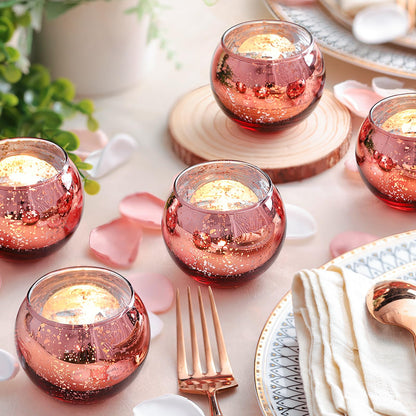 LAMORGIFT 36 Pcs Rose Gold Candle Holders-Rose Gold centerpieces for Birthday Party, Wedding, Bridal Shower, Sweet 16. Mother's Day Brunch Table Decorations