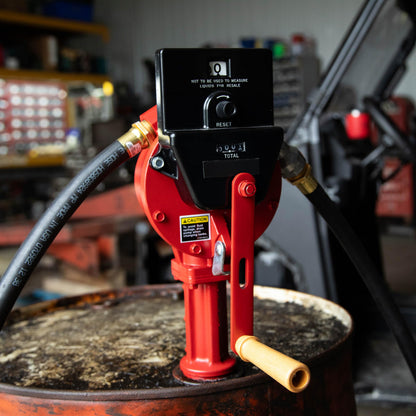 Fill-Rite FR112C Fuel Transfer Rotary Hand Pump w/Gallon Counter, Discharge Hose, Nozzle Spout, & Suction Pipe