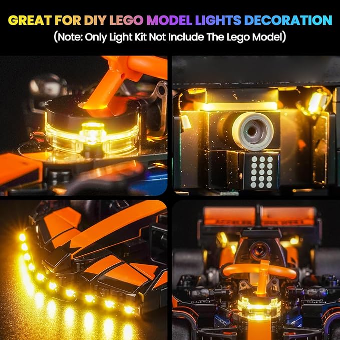 Upgraded Led Light Kit Compatible with Lego McLaren F1 Team MCL38 Race Car Building Set Lights Decoration Compatible with Lego 77251 (Model Not Included)