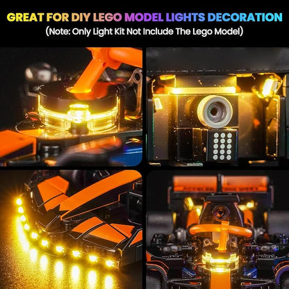 Upgraded Led Light Kit Compatible with Lego McLaren F1 Team MCL38 Race Car Building Set Lights Decoration Compatible with Lego 77251 (Model Not Included)