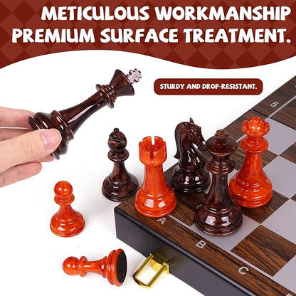 17 Inch Super Large Chess Set Weighted Acrylic Chess Pieces with Zinc Alloy Core 4.2” King Luxury Staunton Chess Set Professional Tournament Folding Chess Board for Home Club &amp Display