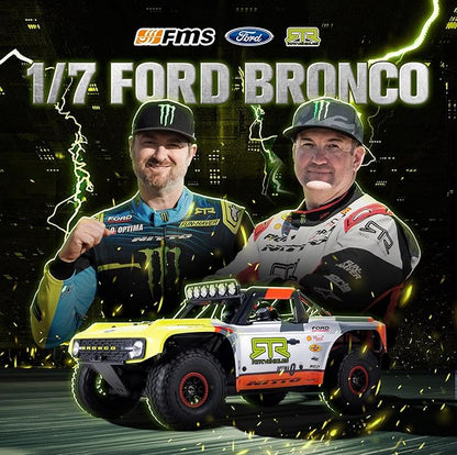FMS 1/7 Ford Bronco RTR EB Fast RC Truck – Licensed by Ford &amp RTR Vehicles 80km/h Short Course Truck 4WD Brushless RC Car CNC Metal Parts Off-Road Rock Crawler 4x4 for Adults (2024 paint schem