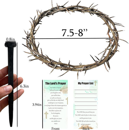 Regine Switzerland Crown of Thorns Set - 5 Pcs with 8'' Jesus Thorn Crown & Crucifix Nails | Easter Christian Decor & Gifts
