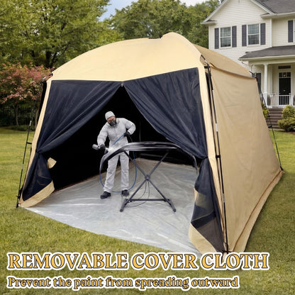 Maasechs Portable Paint Booth Tent 10.8 x 10.8 x 7.9 FT Extra Large Spray Paint Tent with Removable Walls Mesh Screen Floor Protection Plastic Film for DIY Furniture Hobby Tool Spray Shelter Painting