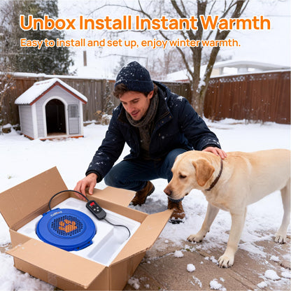 500W Dog House Heater with Thermostat, 24H Timer & Smart 40-115°F Adjustable Pet House Heater, 9.8FT Chew-Proof Cord, Kennel Heaters, Chicken Coop Heaters, Cat & Outdoor Animals