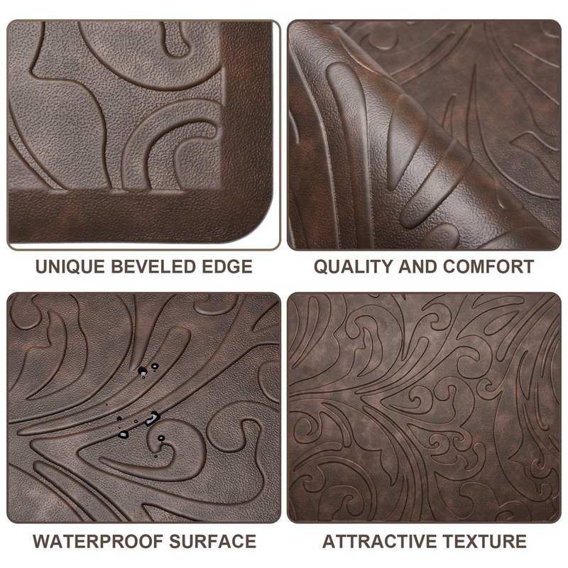 KMAT Kitchen Mat Cushioned Anti-Fatigue Waterproof Non-Slip Standing Mat Ergonomic Comfort Rug for Home,Office,Sink,Laundry,Desk 17.3" (W) x 60"(L),Brown