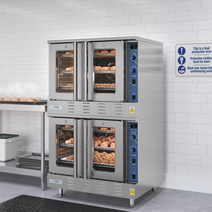 KoolMore 38 in. Full Size Double Commercial Liquid Propane Convection Oven 108,000 BTU With Stacking Kit in Stainless-Steel (KM-DCCO54-LP)