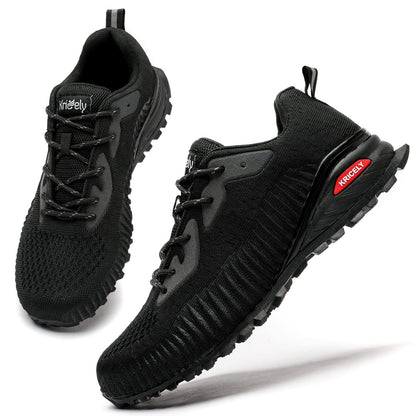 Kricely Men's Trail Running Shoes Fashion Hiking Sneakers for Men Black Tennis Cross Training Shoe Mens Casual Outdoor Walking Footwear Size 12