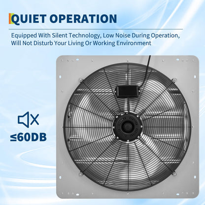 ExploreHorizon 20" Shutter Exhaust Fan with 5 ft Power Cord, 3500 CFM 1500 RPM Quiet High-Speed Airflow with Automatic Shutter Wall Mount fan for Garage, Attic, Greenhouse, Shed Ventilation