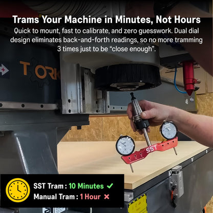 SST - Regular Mill & Lathe Tramming System - Tram, Align, & Square for Machine Calibration - For Angular Misalignment - Precise & Powerful - 0.0005” Dial Indicators - Designed in the USA