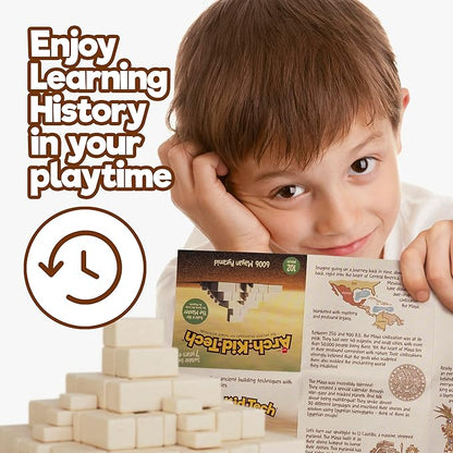 Taksa Toys Arch-Kid-Tech Ancient Mayan Pyramid Architecture STEM Building Blocks - 102-Piece Educational &amp Stackable Learning Set for Kids Indoor Architectural Kit - Montessori Toys for 7+ Years