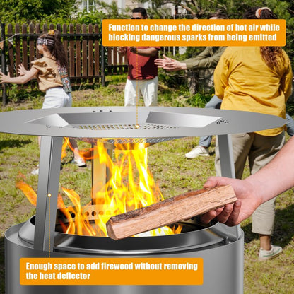 BBQ-PLUS One-Piece Heat Deflector Replacement for Solo Stove Ranger 15" Fire Pit, Stainless Steel Heat Diffuser Accessories with 3 Support Leg for Most 15 inches Outdoor/Indoor Backyard Fire Pit
