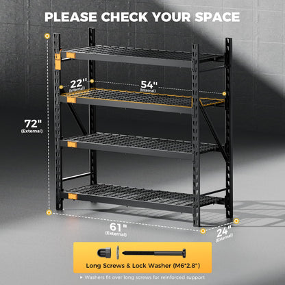 CAMMOO 61''W Storage Shelves, 6000LBS Metal Garage Shelving Unit with Magnetic Label, Upgraded Structure, Solid Steel Industrial Rack, Easy Assembly for Warehouse,Basement, 61''W x 24''D x 72''H