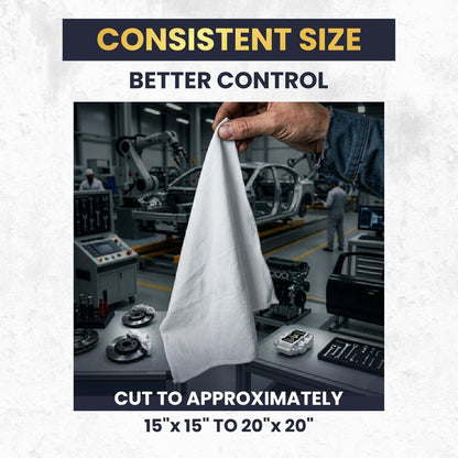 SupremePlus Premium New White Cotton Knit T-Shirt Rags (10 lbs. Box of Rags) - Lint-Free, Soft & Absorbent Cleaning Cloths for Auto, Paint, Garage, Staining & Polishing