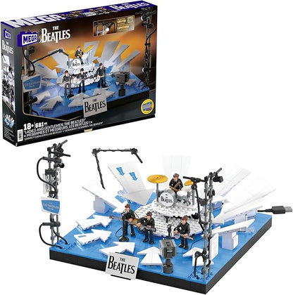 MEGA The Beatles Building Set with 681 Pieces 4 Poseable Action Figures and Ed Sullivan Stage with LED Lights for Adult Collectors