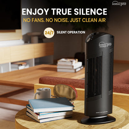 Ionic Pro Compact Air Purifier Tower, Never Replace Filters, Quiet Negative Ion Technology, Captures Pollutants, Pet Dander, Dust, Odor, Smoke, and More, CA200, Cleans Rooms Up to 300 sq. ft