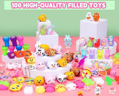 100PCS Unique &amp Colorful Prefilled Easter Eggs with Novelty Toys Filling Treats Easter Eggs Hunt Basket Stuffers Fillers Theme Party Favor Classroom Prize
