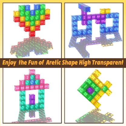 Apluses 45PCS Magnetic Blocks - Transparent Magnet Cubes, Toddler Building Blocks, Sensory Autism Gifts for Kids Ages 3+, Preschool Travel Toys for 3-5 Year Old Boys and Girls