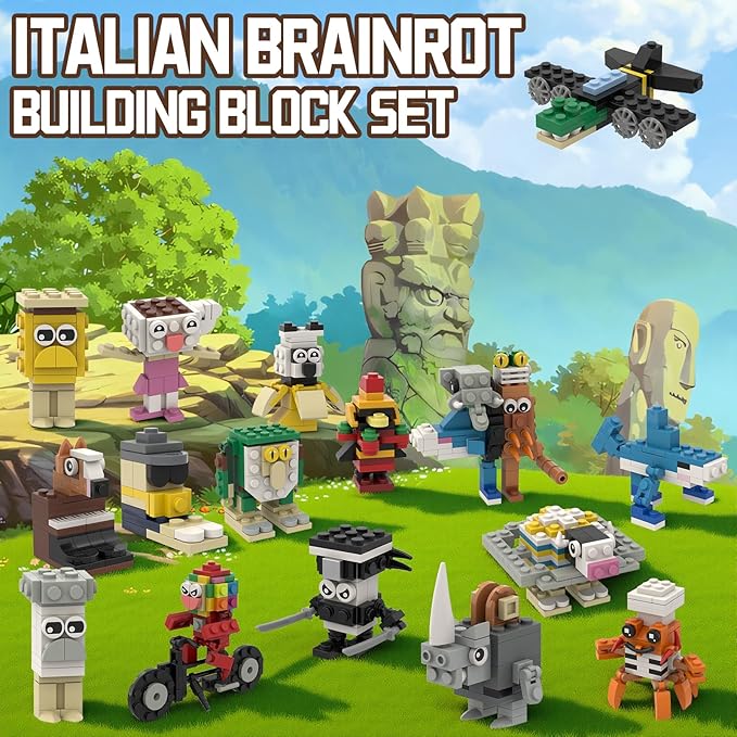 Italian Brain Rot Unique Cartoon Characters Building Blocks 16 in 1 Educational &amp Entertaining Gift Idea for Adults