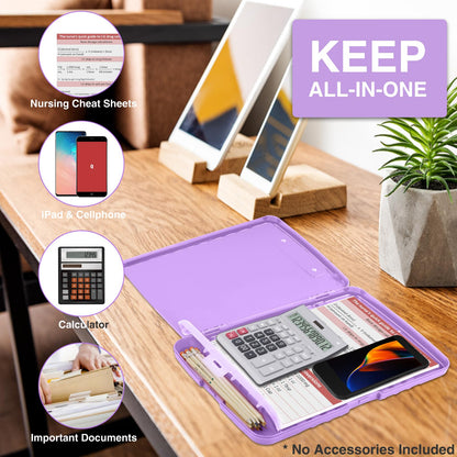 Sooez Clipboard with Storage, High Capacity Nursing Clipboard with Pen Holder, Clip Boards 8.5x11 with Storage, Low-Profile Clip, Lightweight Plastic Clipboard for Teachers, Lawers, Office Workers