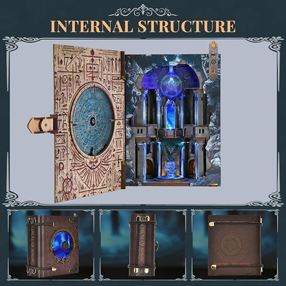 Magic Booknook Building Set with LED Light Mini Bookend Building Kit for Bookshelf &amp Home Decor DIY Miniature Book Nook Building Model for Kids Adults Teens (Circle of Magic)