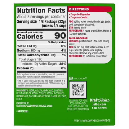 Jell-O Lime Gelatin Dessert Mix, Family Size, 6 oz Box