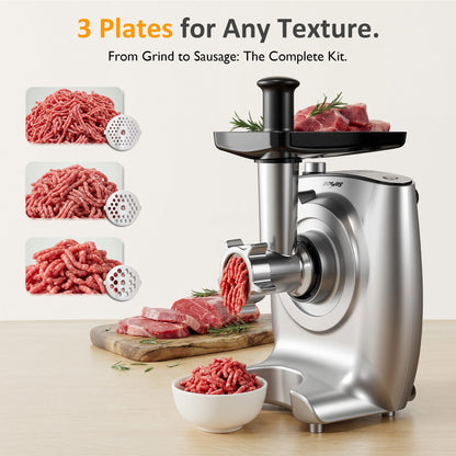 Sunvivi 4-in-1 Multifunction Stand Mixer with Fermentation, 5.3QT Electric Dough Mixer for Chinese & Western Dough, Slow Juicer, Meat Grinder, Salad Maker, LED Display & Knob Control, Stainless Steel