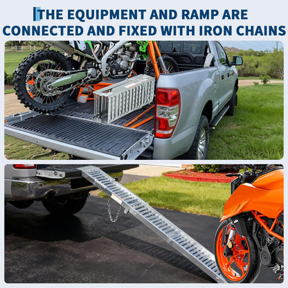 Garvee 72" Loading Ramps for Pickup Trucks, 2-Pack Folding Truck Ramps 1000 Lb Capacity Total, Tri-Fold Design for Motorcycle, Dirt Bikes, Lawn Mowers, ATVs, 72" L x 9" W, Silver