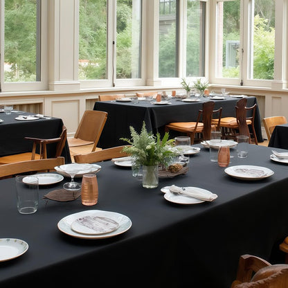sancua Black Tablecloths for 8 Foot Rectangle Tables, 8 Pack - Washable Polyester Fabric Table Cloth for Wedding Party, Birthday, Banquet Reception, 60x120 Inch