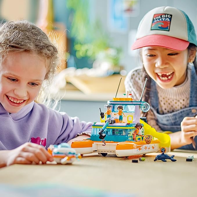 LEGO Friends Sea Rescue Boat 41734 Building Toy Set for Boys &amp Girls Ages 7+ Who Love The Sea Includes 4 Mini-Dolls a Submarine Baby Dolphin and Toy Accessories for Ocean Life Role Play